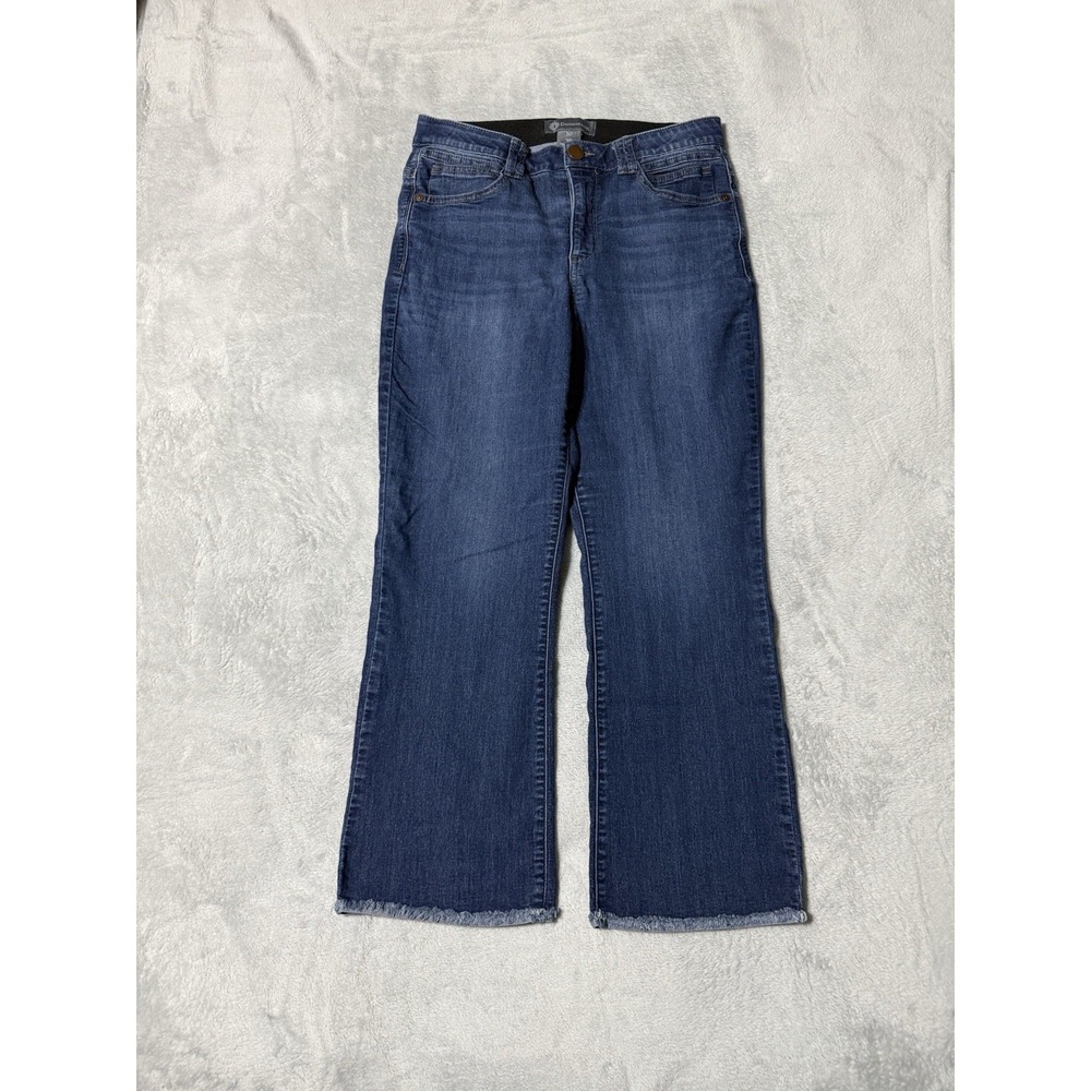 Democracy Womens 10 High Rise Straight Fray Hem Medium Wash Blue Jeans 30x25